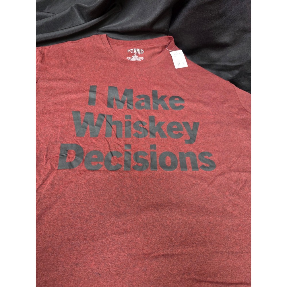Hybrid Apparel Mens I Make Whiskey Decisions Graphic T-Shirt Brick Heather 4XB